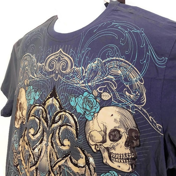 NEW LL Cool J 1984 Vintage Graphic Blue Skull Roses Cotton XXL - Picture 4 of 6
